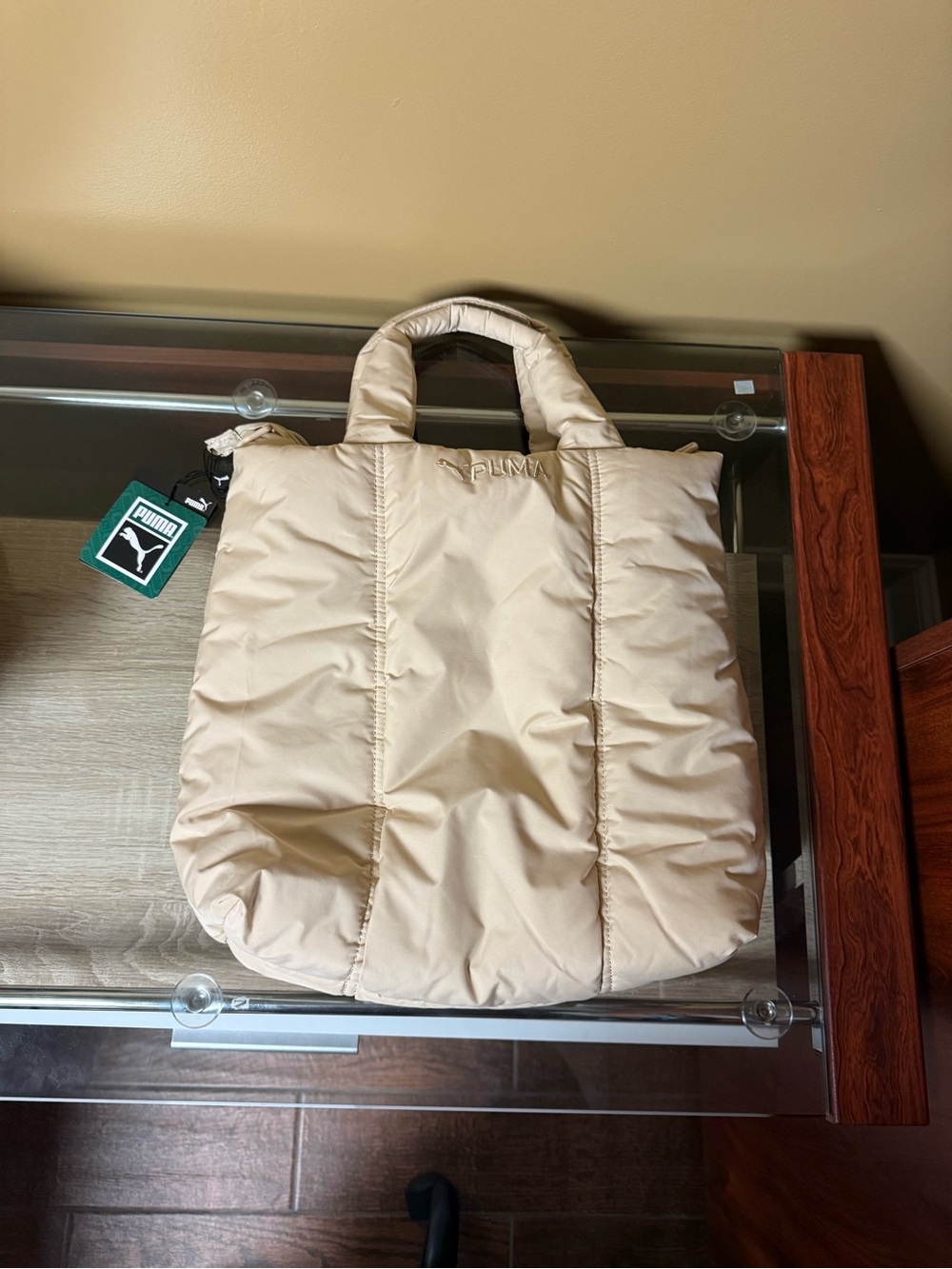 Puma Cream Quilted Puffer Tote